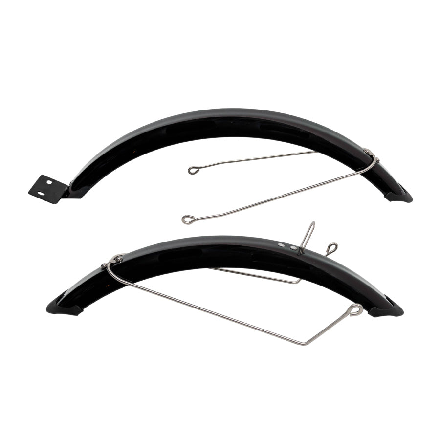 Side view of both front and rear fenders against a white background